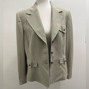 Tahari ASL Women's Light Green/Tan Blazer Jacket Size 8 EUC